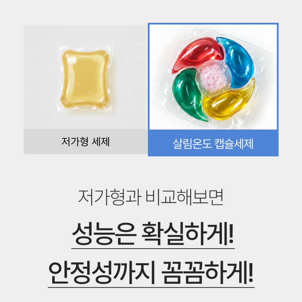 살림온도 고농축 캡슐세제 올인원 14gx50개 캡슐 세탁 세제 알러지,미세플라스틱 검사완료 이미지 8
