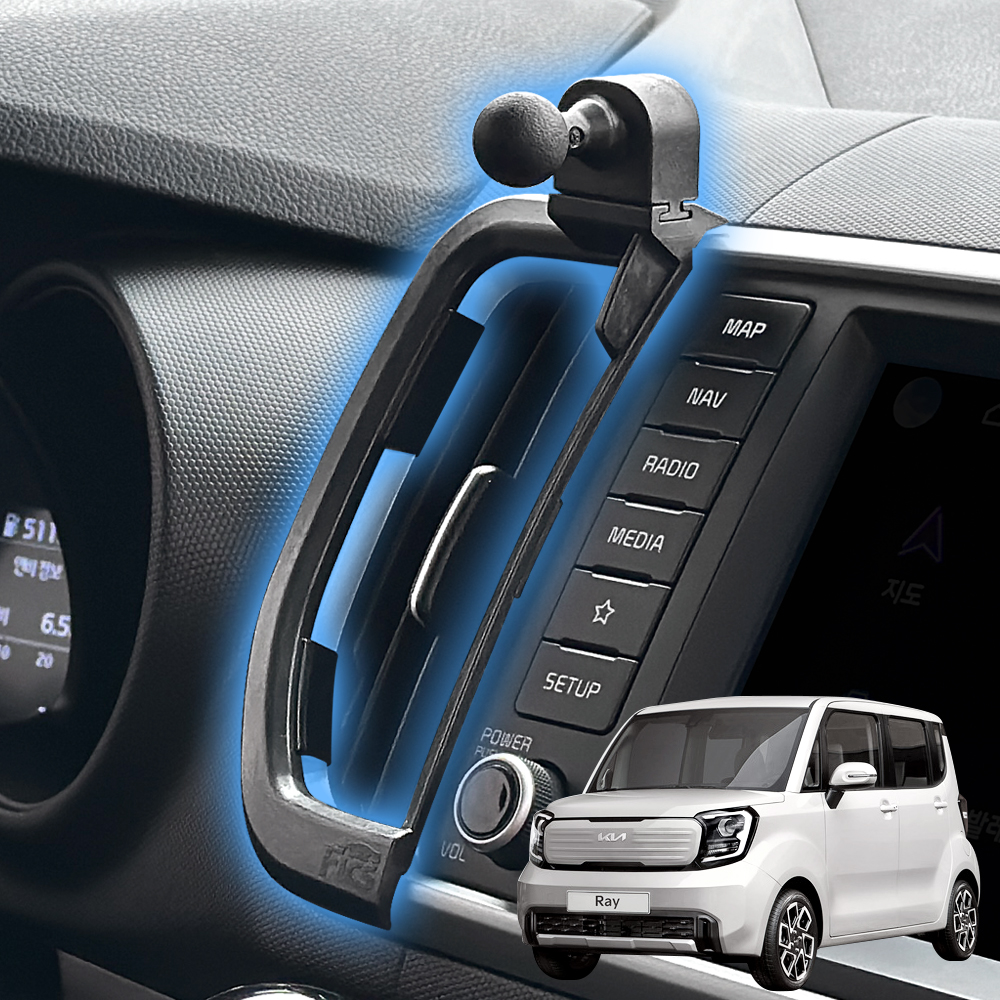 픽스 더 뉴 레이 페이스리프트(18년식 이후) 전용 차량용 핸드폰 거치대 마운트 단일 제품 이미지