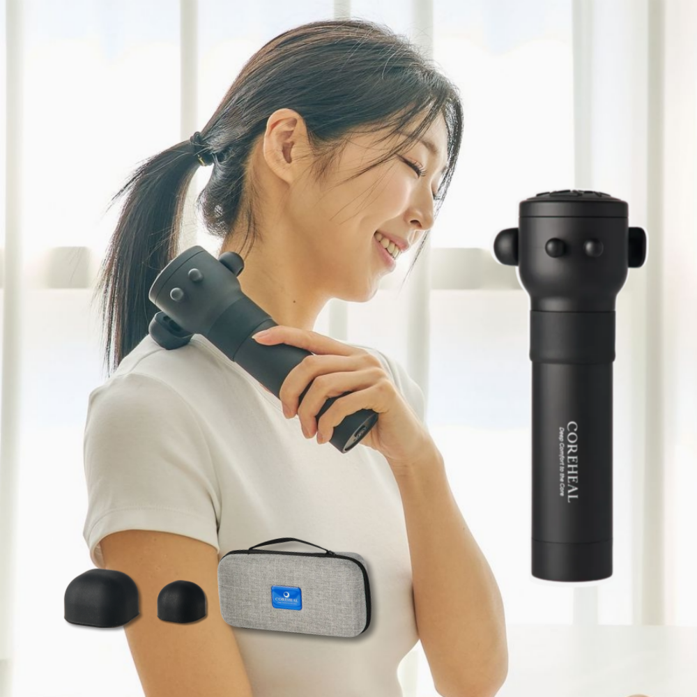 코어힐 딥포인트 마사지건 전동 핸디 휴대용 목어깨 등 근육 마사지기 진동 안마기 딥건 고속 - 메인 이미지