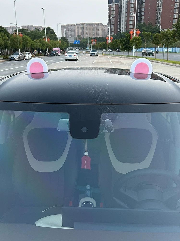 자동차 태양광 충전 감지 감성 차량 지붕 장식등 귀여운 캐릭터 인테리어 무광 고양이 한쌍 이미지 6