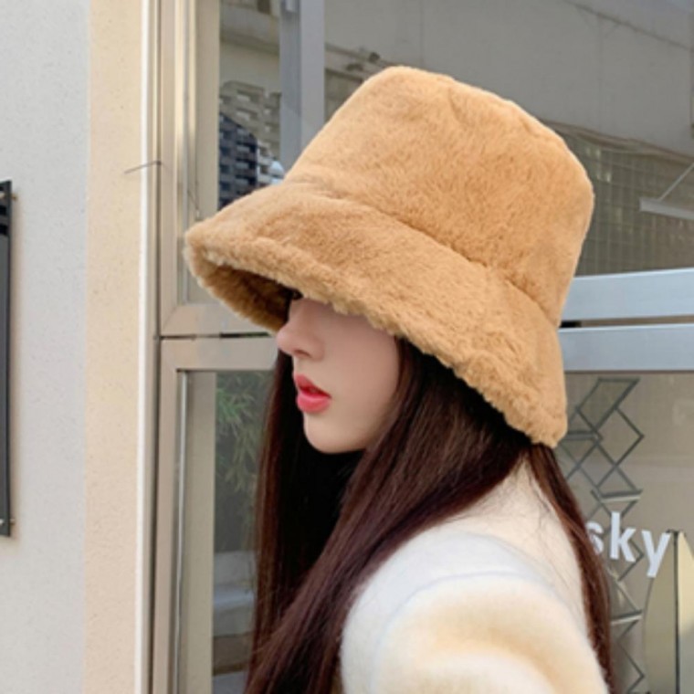 극세사 겨울 털모자 방한 모자 귀달이 털 앙고라 버킷햇 여성 보온 - 상품 이미지