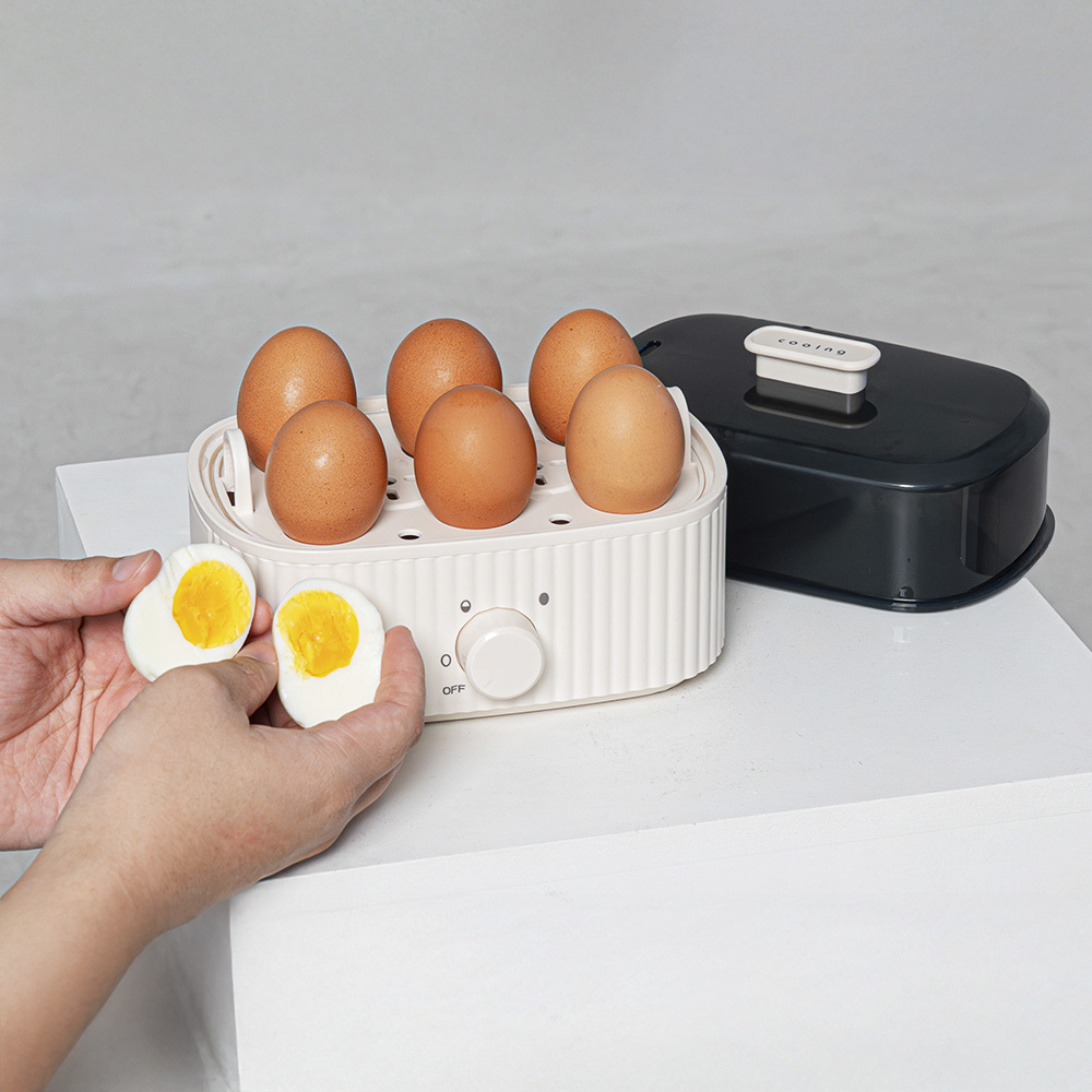 쿠잉 계란찜기 EB-06CR 에그쿠커 멀티쿠커 계란삶는기계 전기찜기