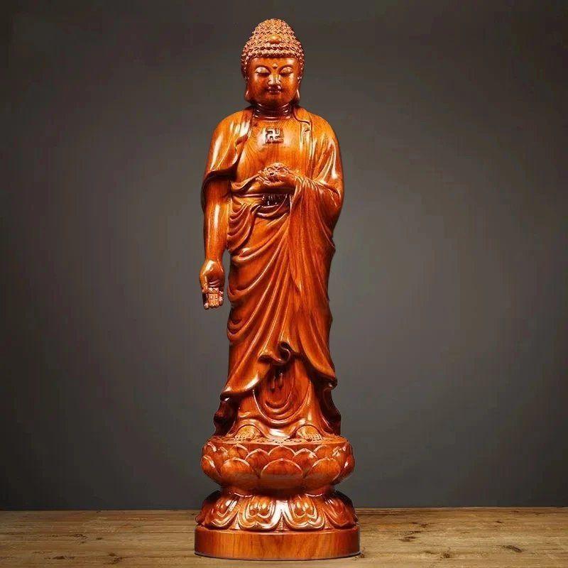 18cm 석가모니 화리목 목조 조각 장식품 부처 여래불상 - 상세 이미지 4