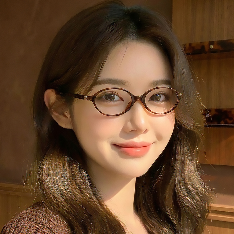 긱시크안경 블루라이트차단 오벌형 얇은 뿔테안경 호피 노안 가벼운 여자안경테 빛번짐