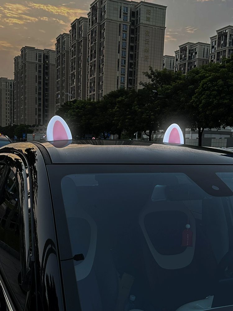 자동차 태양광 충전 감지 감성 차량 지붕 장식등 귀여운 캐릭터 인테리어 무광 고양이 한쌍 - 상세 이미지 2