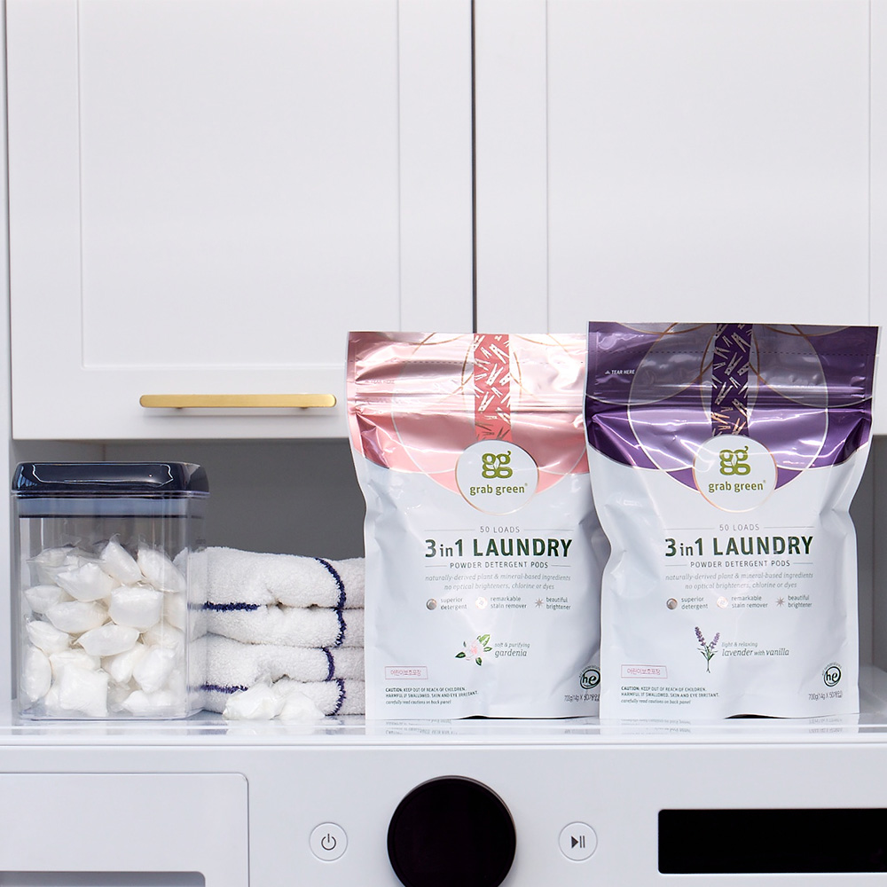 그랩그린 캡슐세제 올인원 친환경 아토피 세탁세제 50개입, 가드니아, 1개