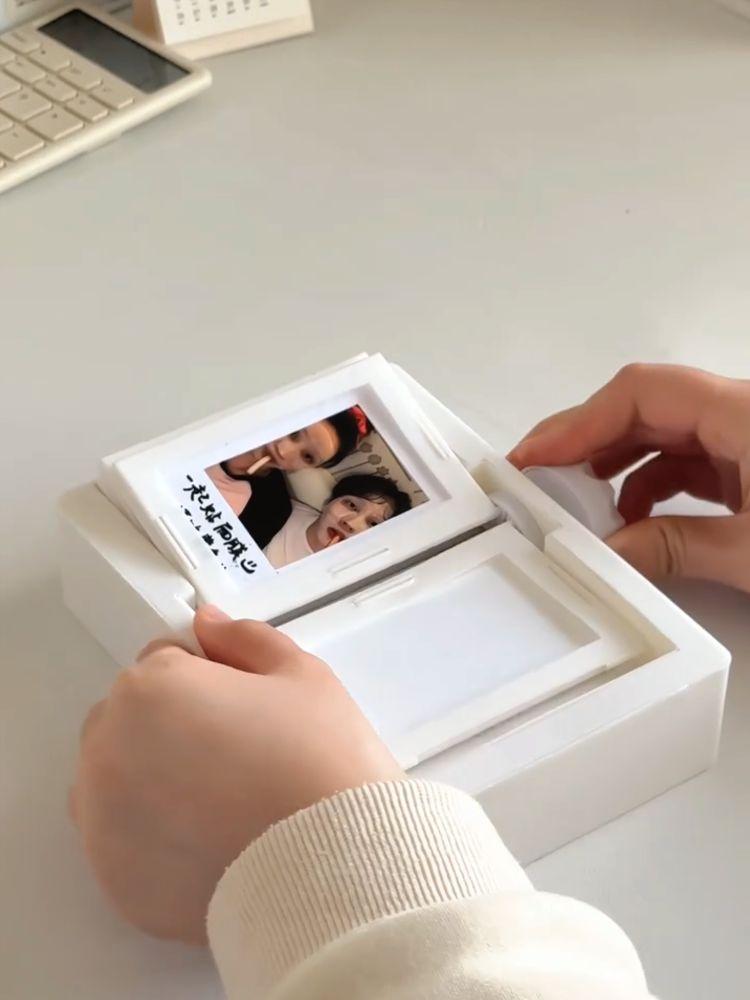 회전식 사진 테이블 장식 DIY 포토 프레임 소품 화이트 앨범+KT 오브제+KT 스티커 3인치 - 상세 이미지 5