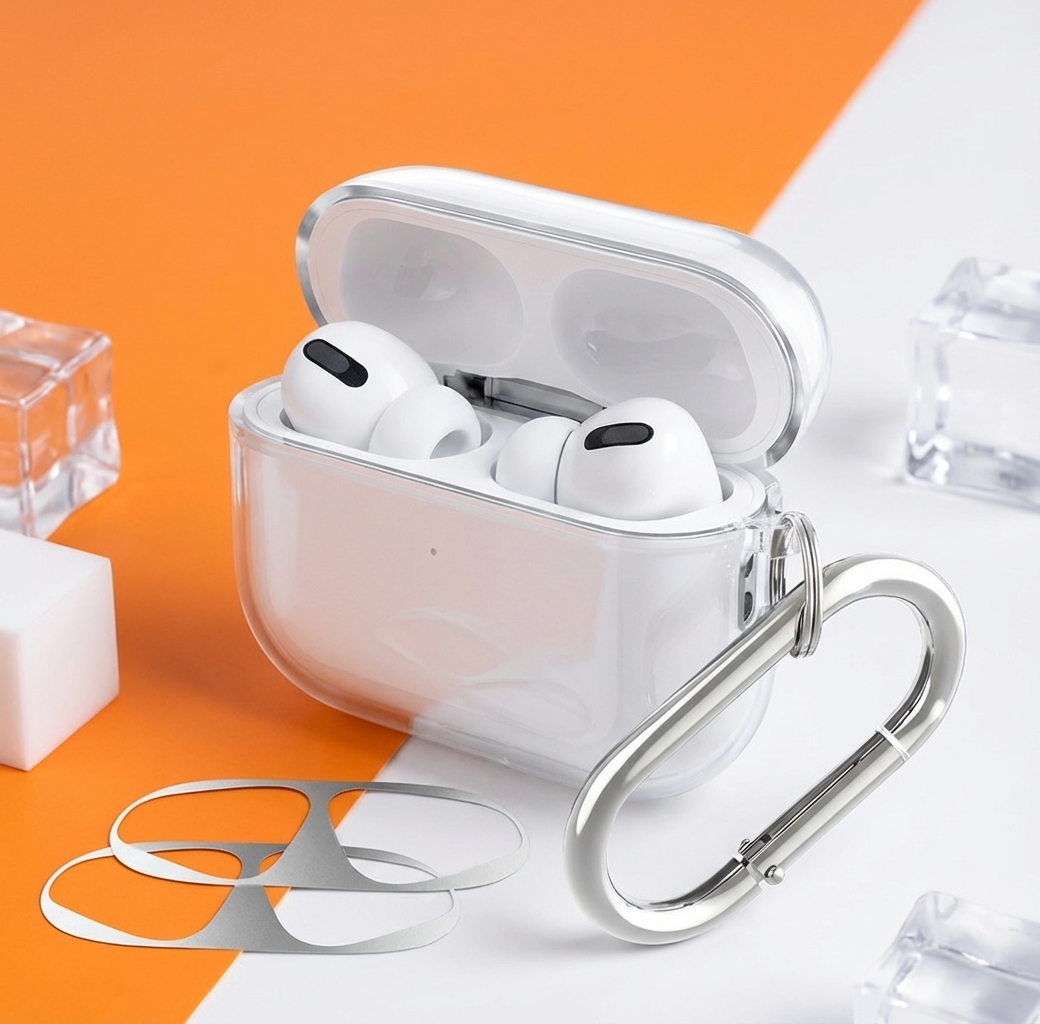 에어팟 프로3 세대 케이스 변색 방지 투명 실리콘 커버 철가루 방지 스티커 호환 제품 이미지