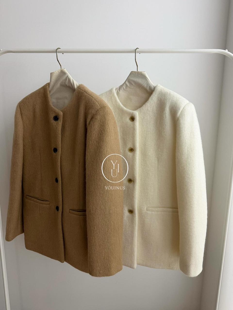 아이보 여성 겨울 울 노카라 오버핏 루즈핏 자켓 - 상세 이미지 2