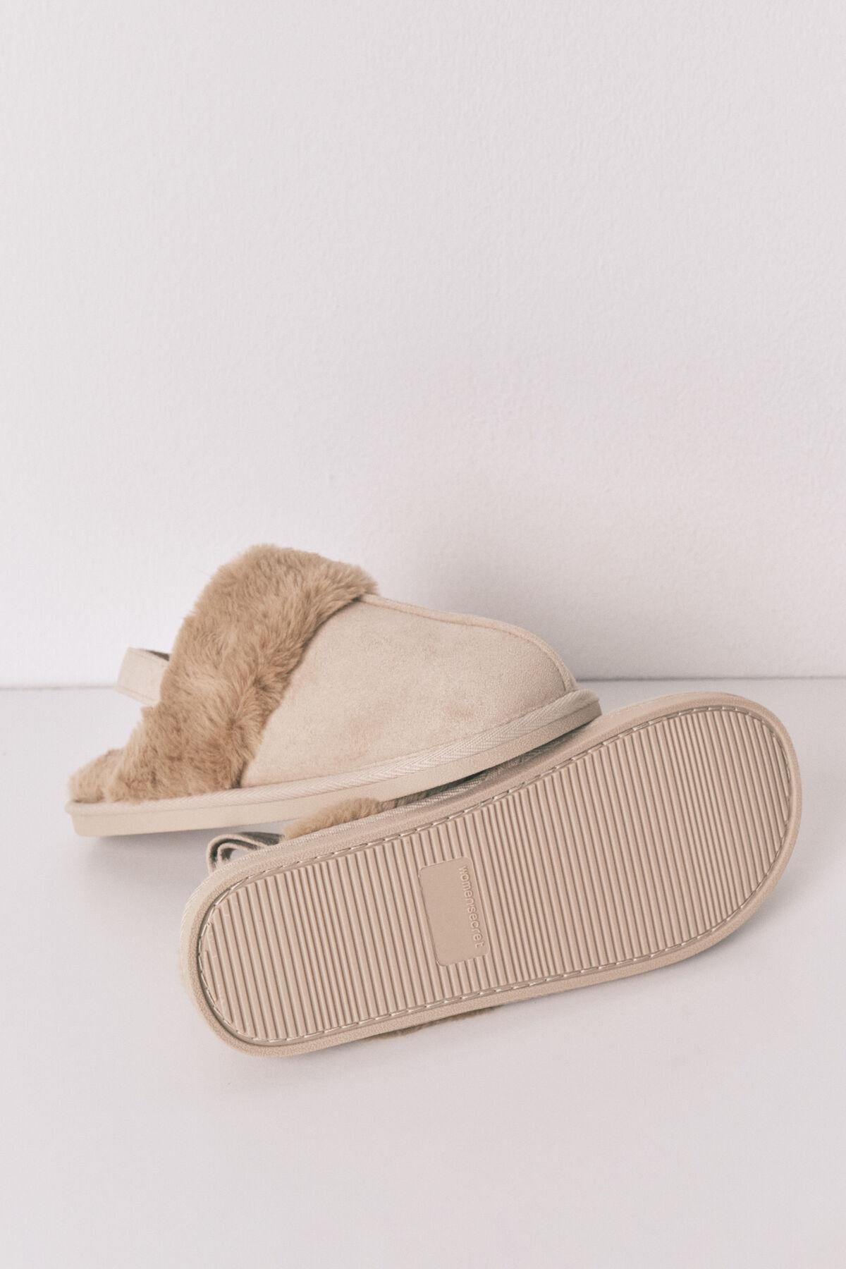 우먼시크릿 카멜 퍼 스트랩 실내 슬리퍼 4992589 BEIGE - 상세 이미지 5