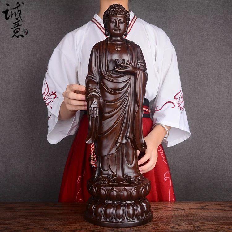 18cm 석가모니 화리목 목조 조각 장식품 부처 여래불상 - 상품 이미지
