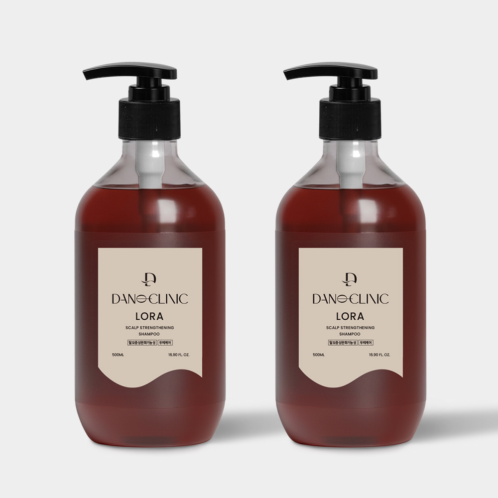 1+1 다노클리닉 로라 두피강화 샴푸 탈모완화 약산성 저자극 아로마틱, 500ml, 2개