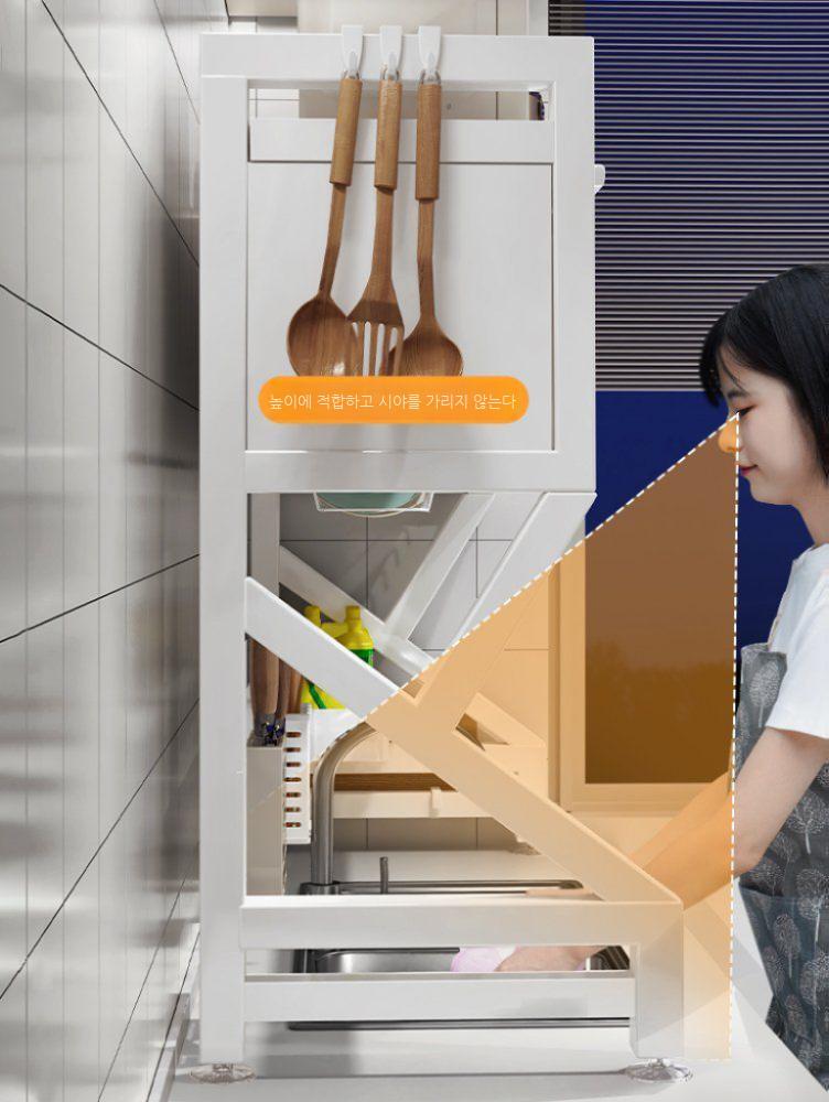싱크대위 선반 랙 좁은 주방 식기 건조대 부엌 싱크대 접시 보관 배수구 그릇 정리대 - 상세 이미지 4