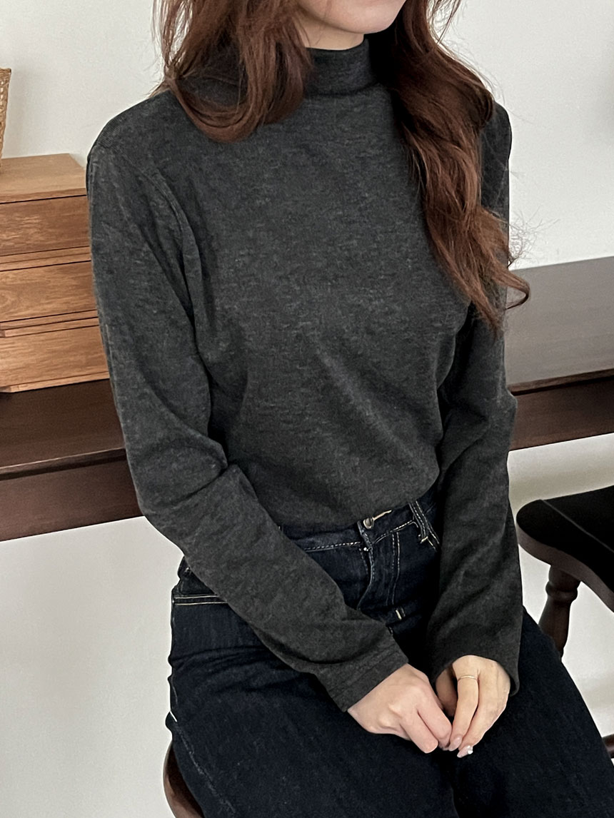 뉴트럴반폴라티 기모여성목티 스판목폴라티 여자 겨울 - 메인 이미지