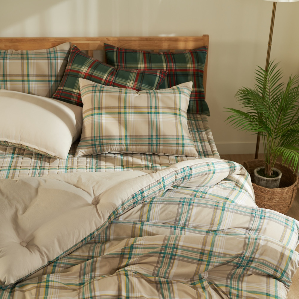 체크 먼지없는 기숙사이불 슈퍼싱글 사계절 기숙사 이불세트 SS