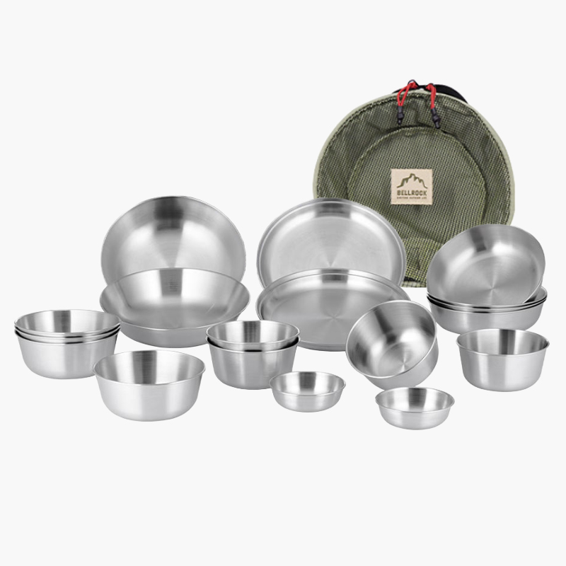 벨락 캠핑 접시 세트 18pcs 스테인레스 접시 식기