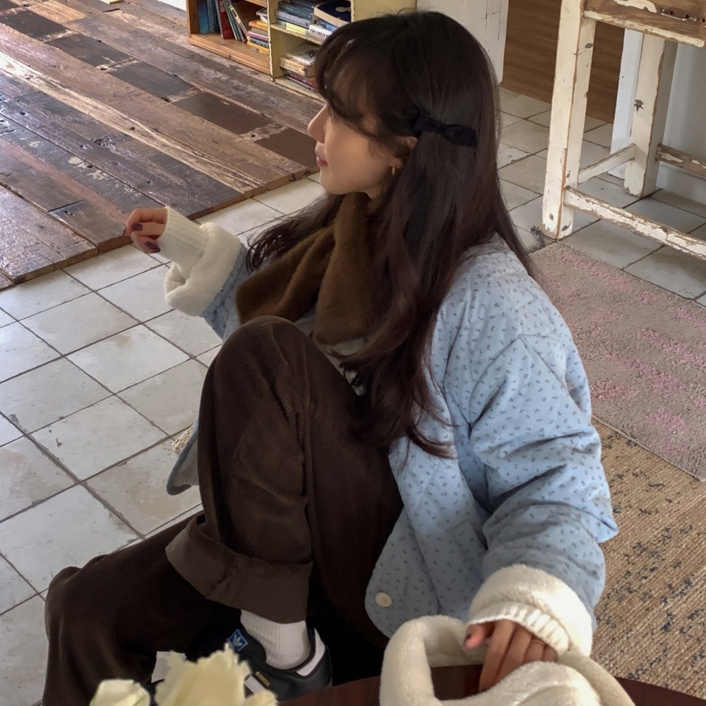 양면 숏패딩 플라워 퀼팅 리버시블 캐주얼 데일리 점퍼 - 상품 이미지