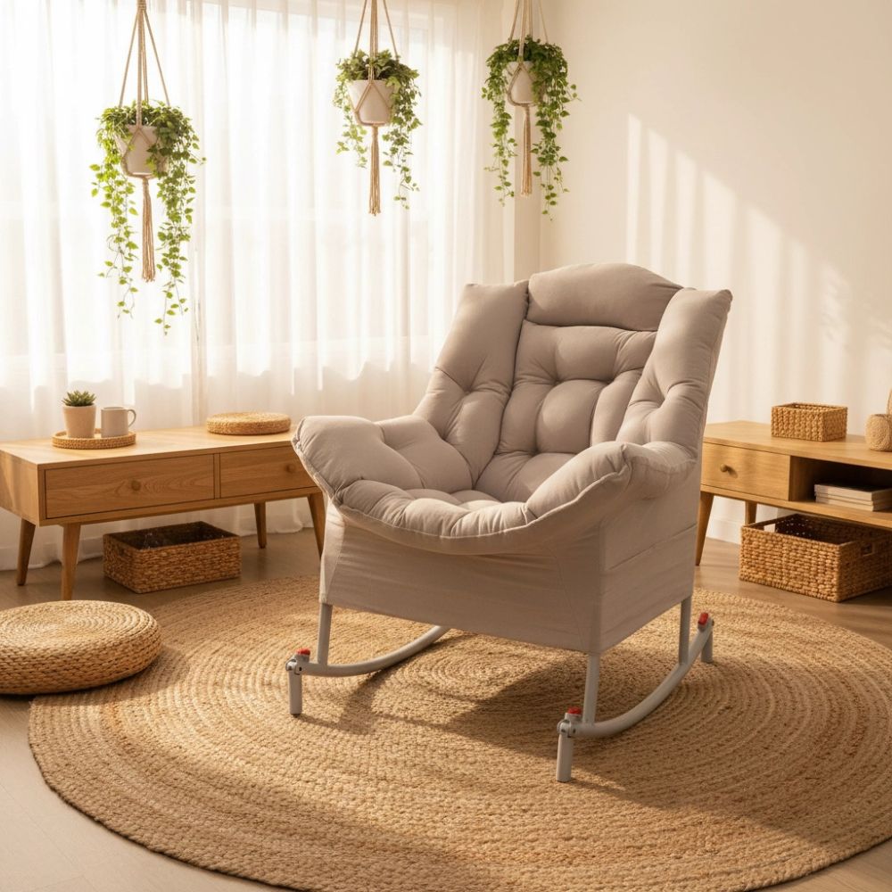 캠프밸리 듀얼힐링소파 2in1 1인용 흔들의자 스윙체어 낮잠 휴식 릴렉스 소파 제품 이미지