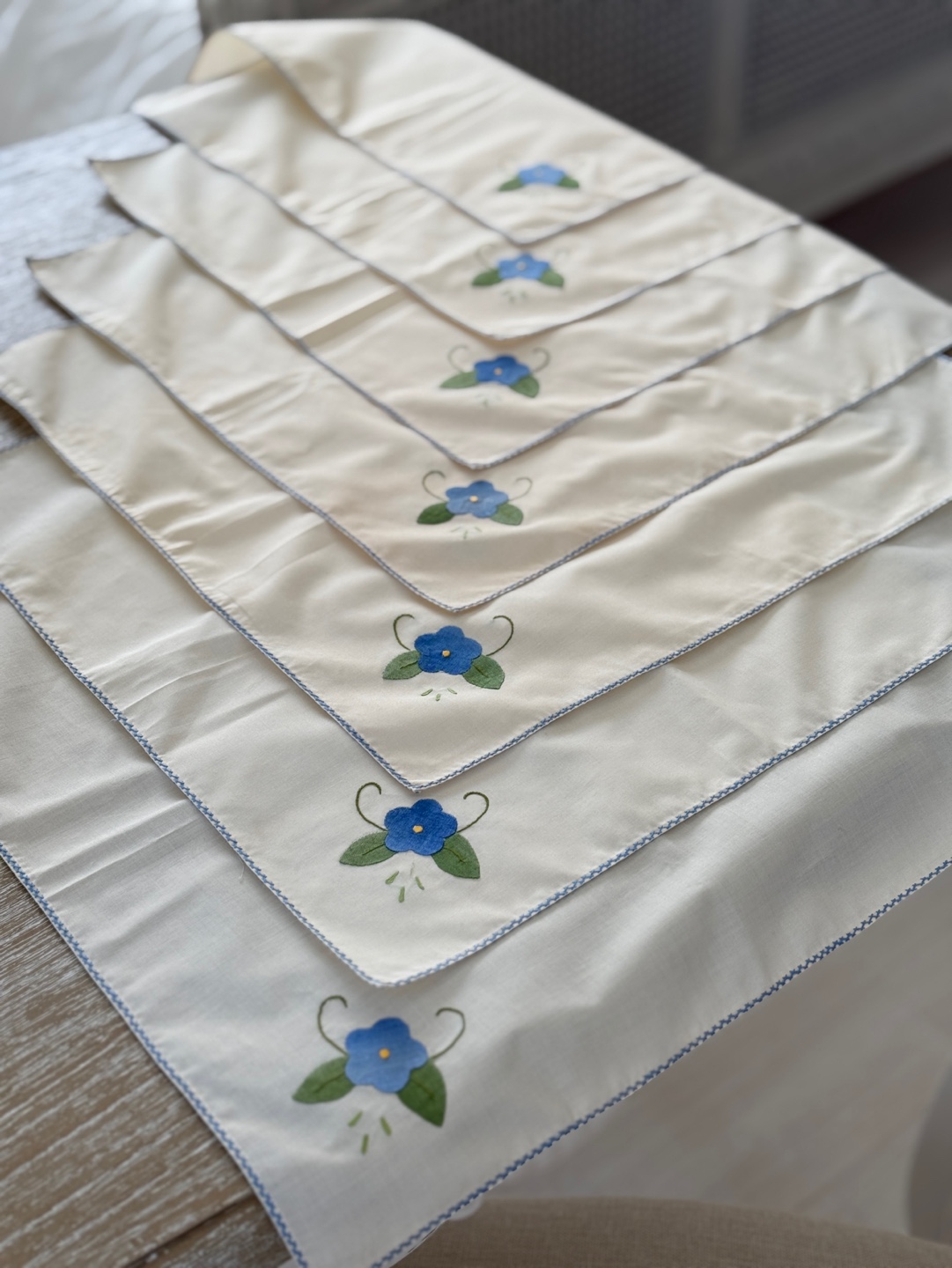 블루 드 플뢰르 자수 티매트 2set 40 cm x 40 cm 이미지 6