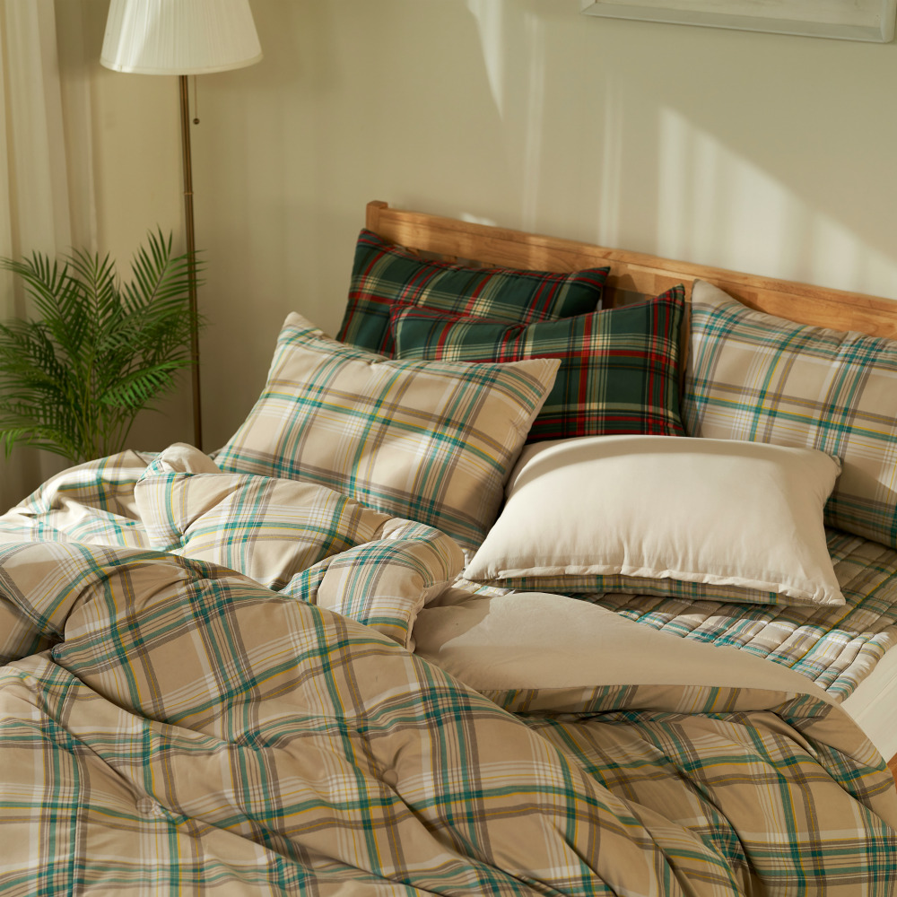 체크 먼지없는 기숙사이불 슈퍼싱글 사계절 기숙사 이불세트 SS