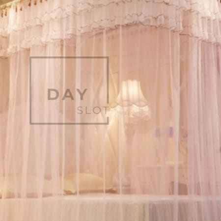 데이슬롯 레일형 커튼 침대 모기장 150x200cm 연핑크 고급형모기장