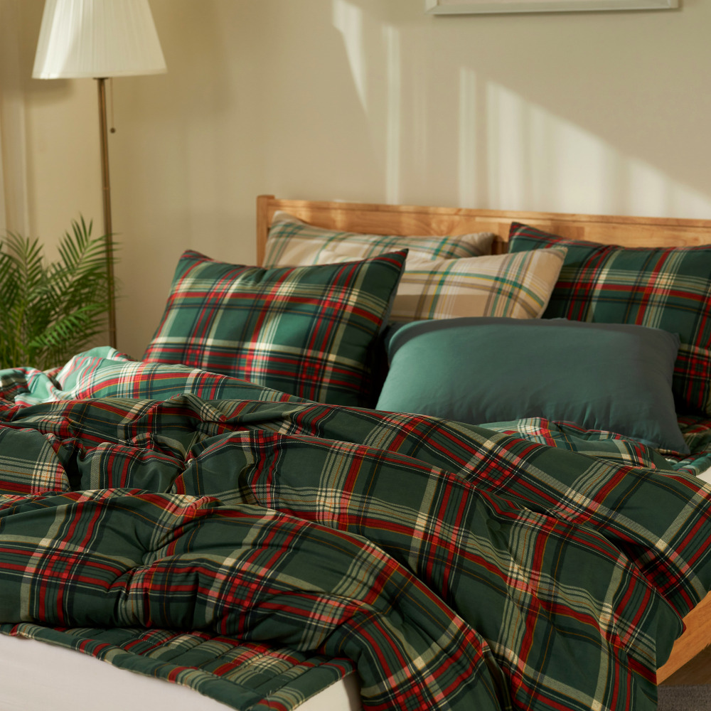 체크 먼지없는 기숙사이불 슈퍼싱글 사계절 기숙사 이불세트 SS