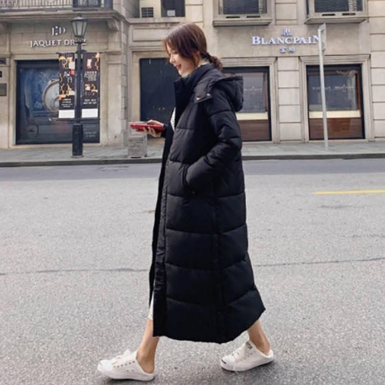점퍼 옆트임 여성 포인트 롱패딩 겨울 패딩 - 메인 이미지