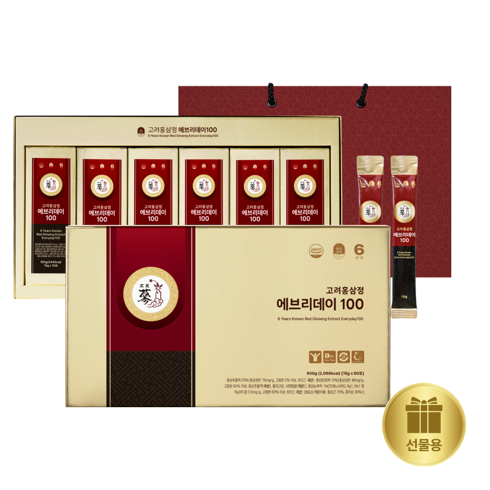 PNBG 풍년보감 에브리데이100 홍삼정 진액스틱 선물세트 60포, 1개 제품 이미지