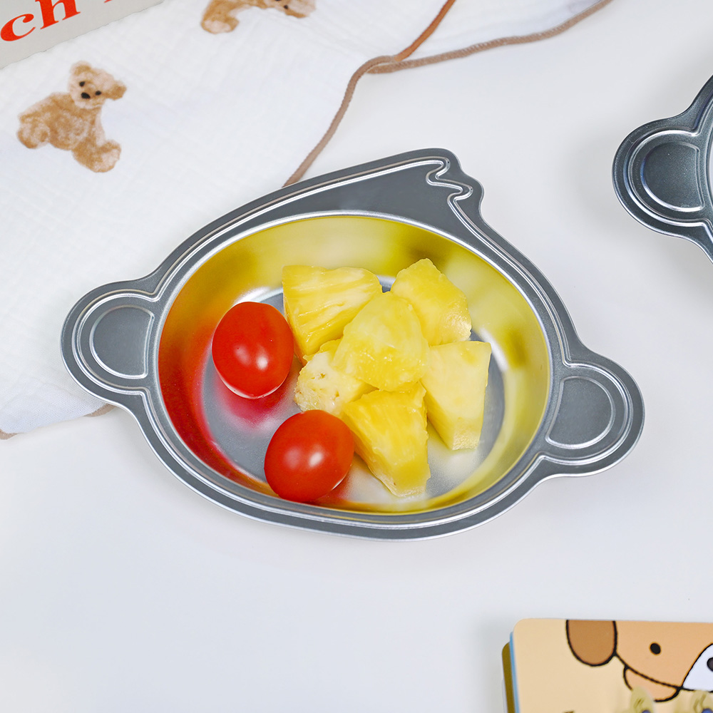 키친유 아기 원숭이 스텐 간식접시 이유식 스낵볼 디저트 과자 과일 그릇 어린이집 식기 이미지 7