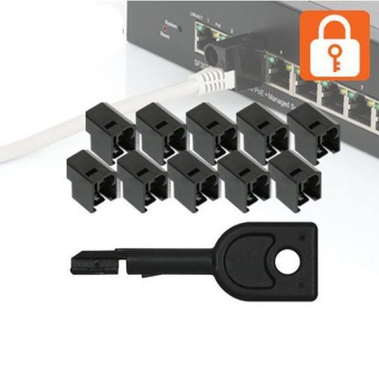 보안 RJ45 잠금 장치 랜포트 자물쇠 안전 락커 블루 - 상품 이미지