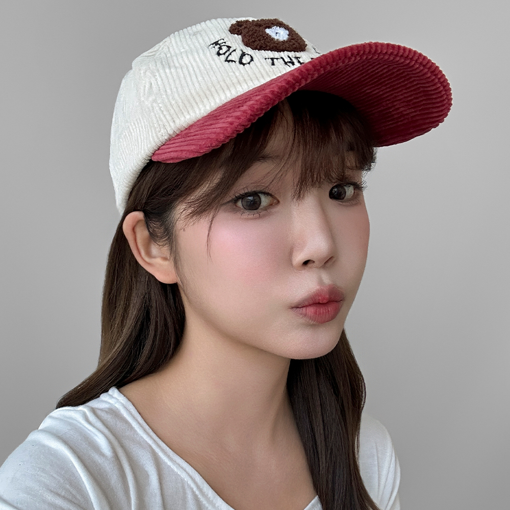 골덴 곰돌이 볼캡 겨울 캠프캡 야구모자 - 상세 이미지 5