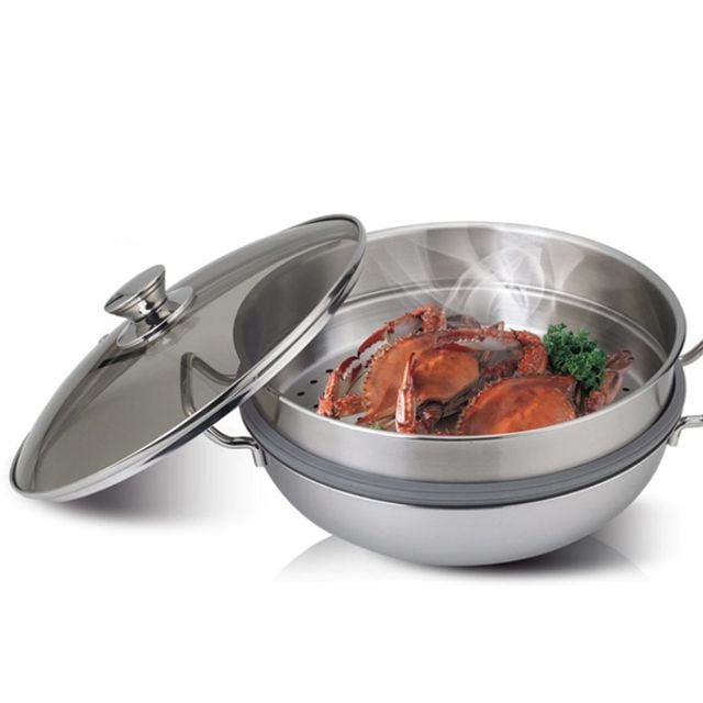 키친아트 찜냄비 찜솥 스텐 찜통 찜기 3중 2단 28cm - 상품 이미지