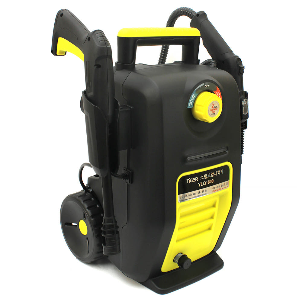타이거 고압세척기 스팀 분사 모습