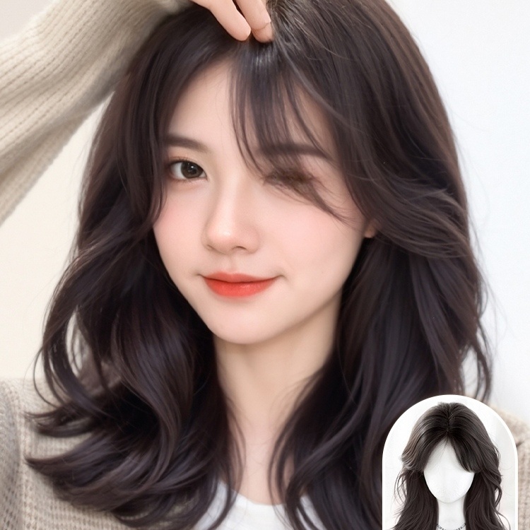 단발 웨이브 여신머리 여성 통가발 자연스러운 굵은펌 중단발 숱많고 티안나는 - 상품 이미지