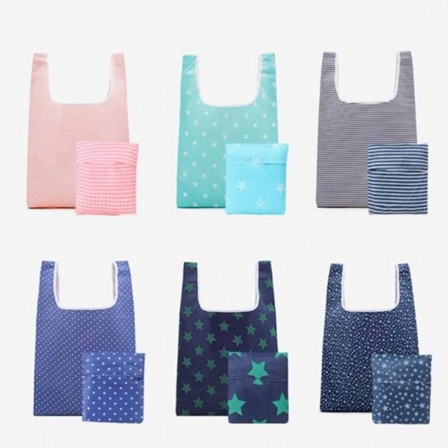 접이식 휴대용 데일리 에코백 장바구니 클래식 가방 4장바구니-블루스타 - 상품 이미지