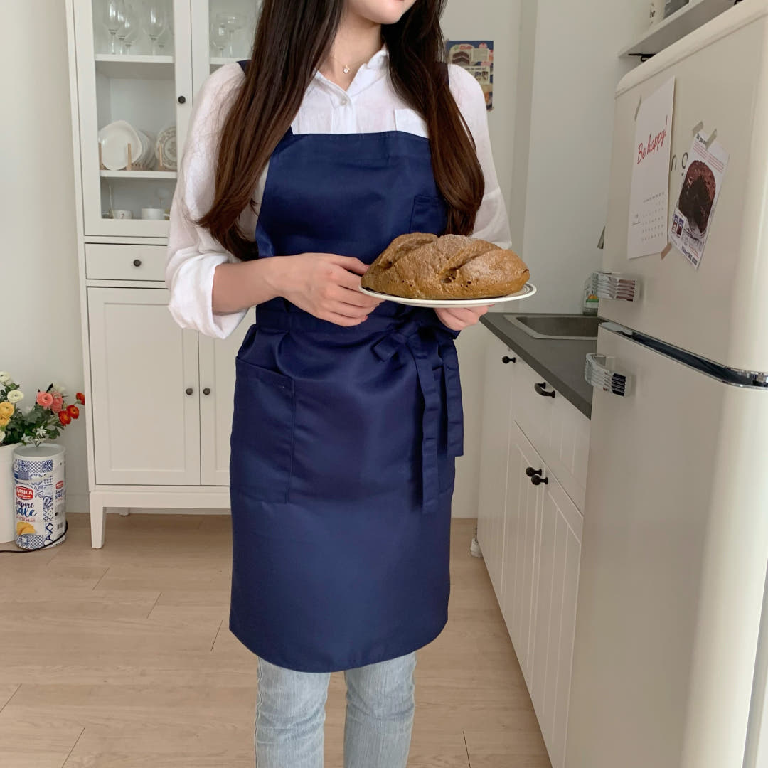 디아르 방수 남녀공용 카페 바리스타 주방 원피스 앞치마 네이비, 기본