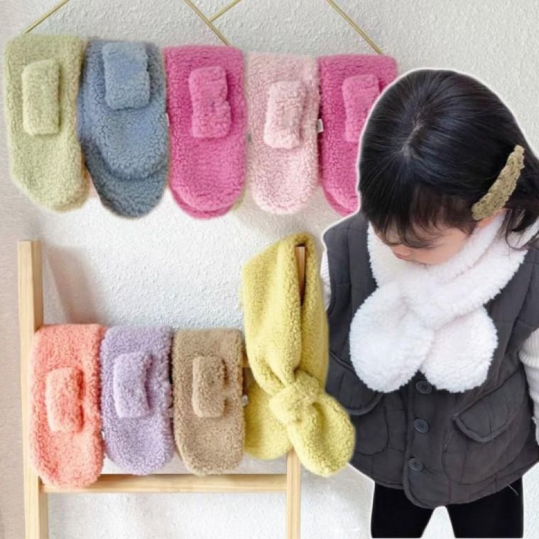 보송 단색 양털 퍼 머플러 아동 목도리 포근 머플러 키즈 겨울 보온 여아 남아 - 상품 이미지