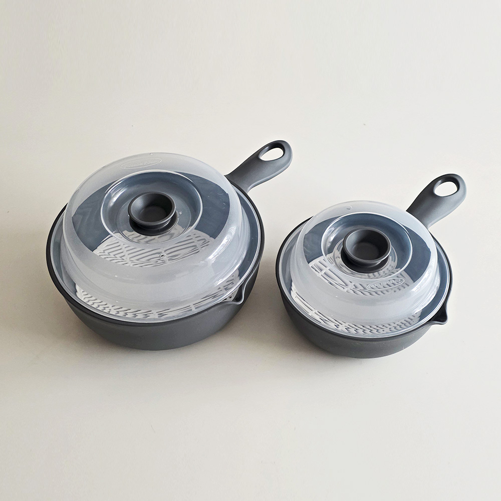 쿠진 국산 BPA-Free 무검출 전자렌지 손잡이 찜기 2종(550ml+1200ml)세트 만두 라면 계란찜 용기 - 상세 이미지 3