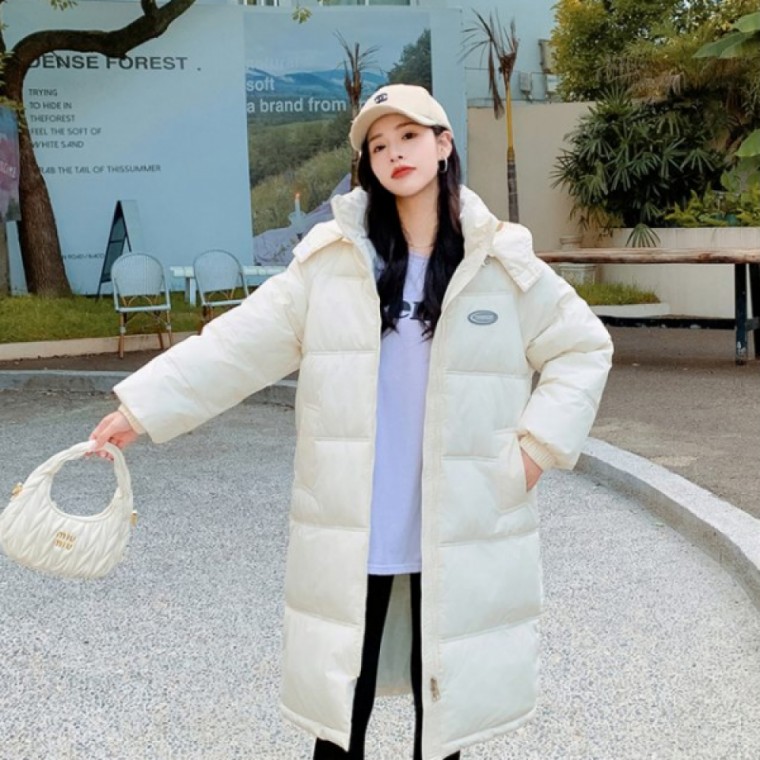 데일리 방한 투웨이지퍼 깔끔한 출퇴근 롱패딩 디자인 여성 아웃도어 후드 학생 탈부착 - 상품 이미지