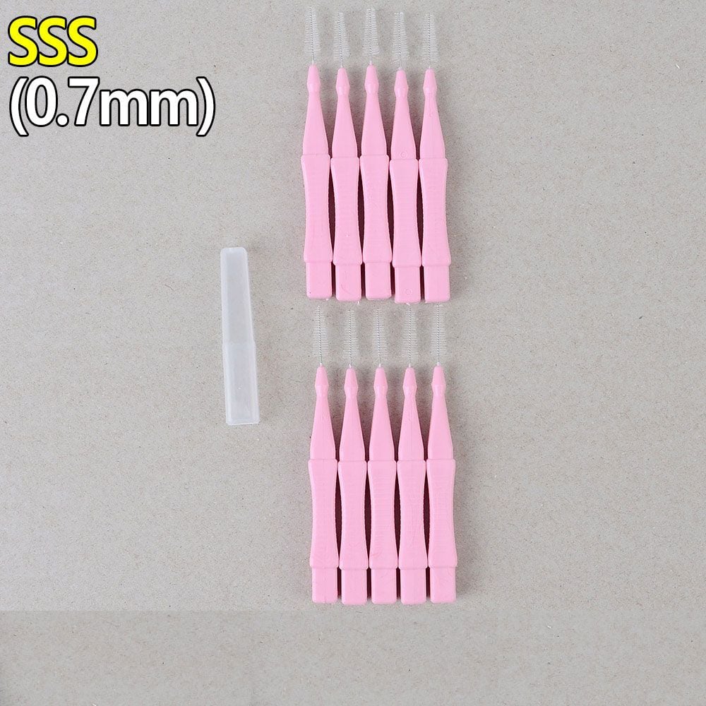 일자형 치간칫솔 위생캡 10P SSS (0.7mm) X3개 치간솔 - 메인 이미지