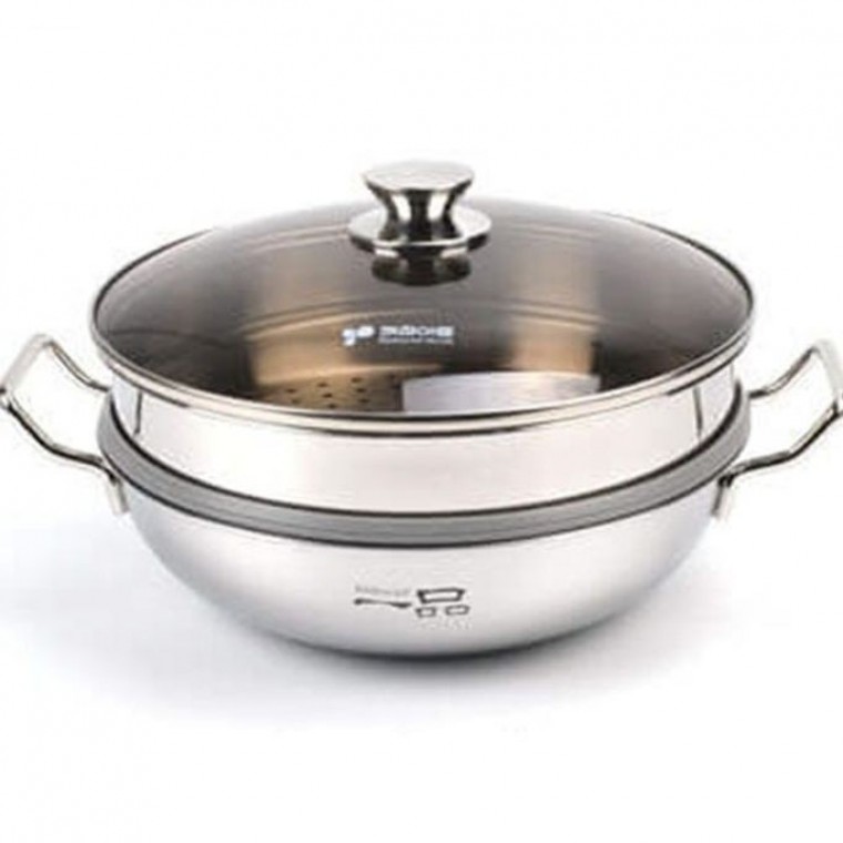 스텐 찜기 찜냄비 인덕션 찜통 찜솥 스텐냄비 2단28cm - 메인 이미지