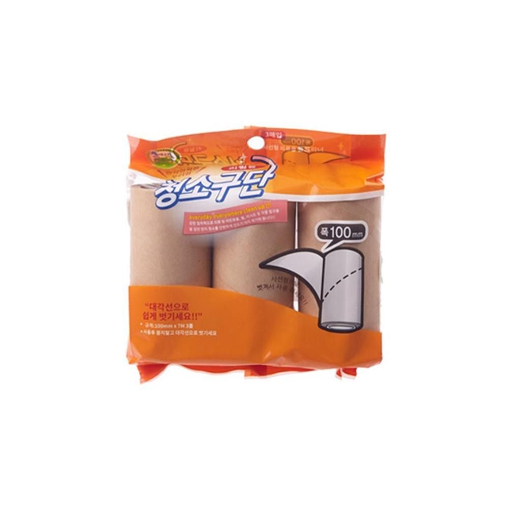 의류용 사선형 점착 롤크리너 3p 리필용 강아지털청소 - 메인 이미지
