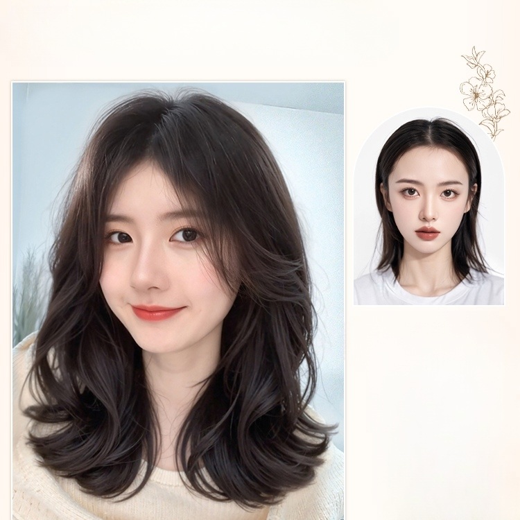 단발 웨이브 여신머리 여성 통가발 자연스러운 굵은펌 중단발 숱많고 티안나는 - 상세 이미지 2