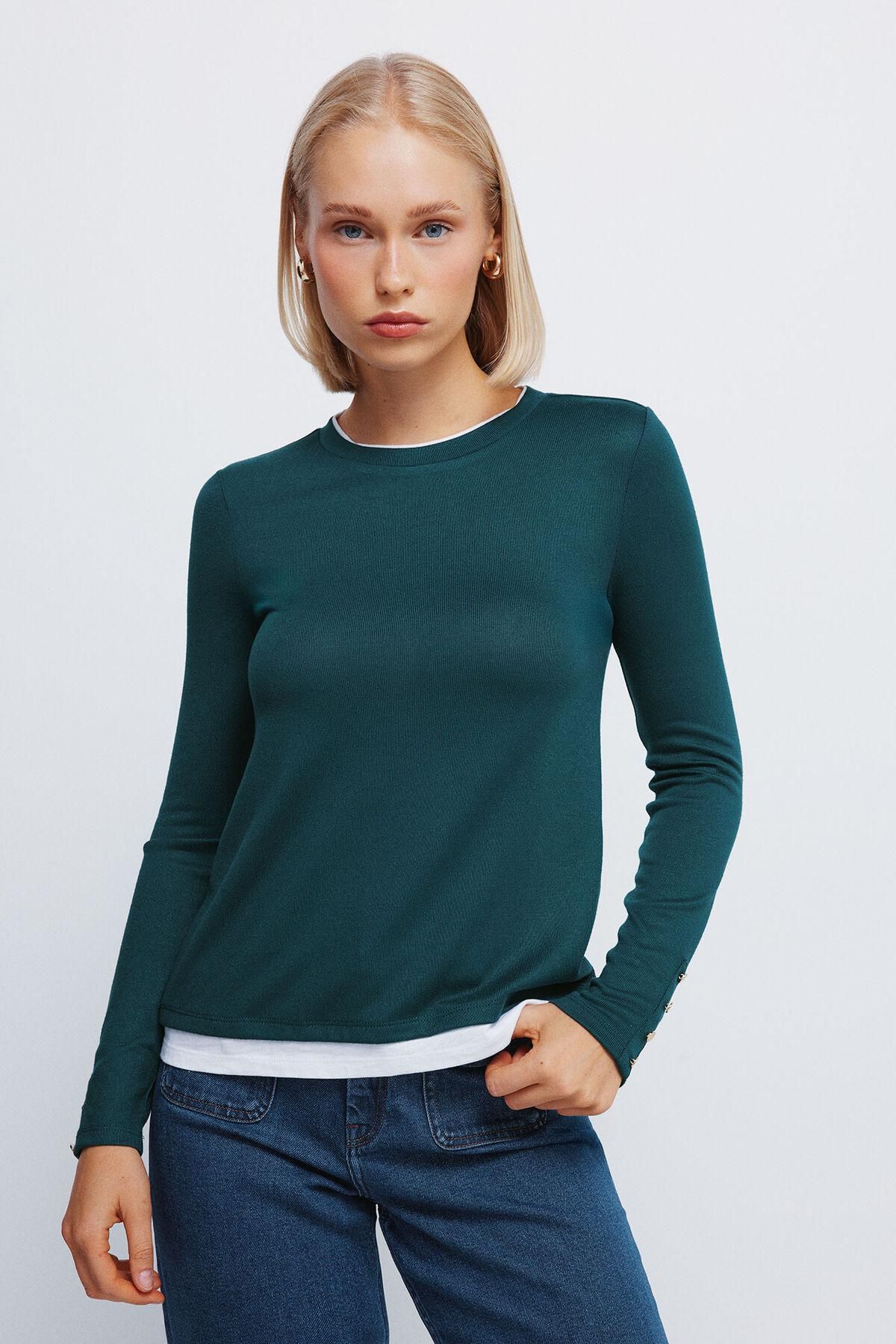 스프링필드 소프트 더블레이어 라운드넥 긴팔 티셔츠 6766011 VERDE - 메인 이미지
