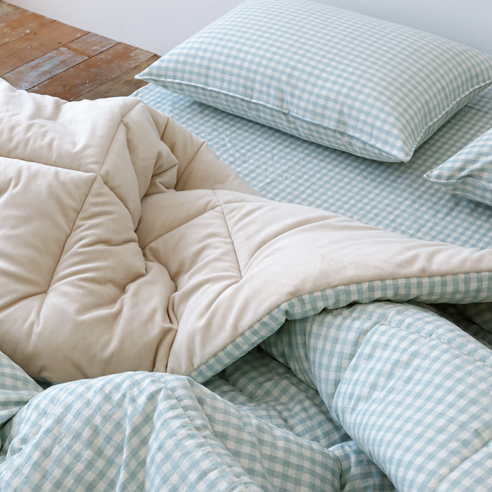 깅엄 체크 워싱 광목천 순면 극세사 겨울 알러지케어 침구 차렵 이불 SS