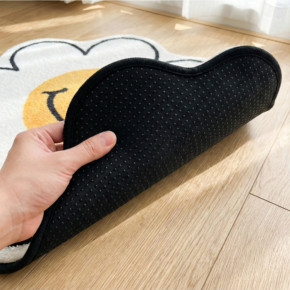 원형 러그 먼지없는 단모 침실 아이방 발매트 스마일, 100cm 이미지 8