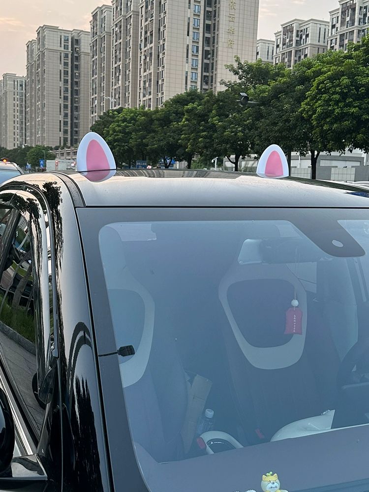 자동차 태양광 충전 감지 감성 차량 지붕 장식등 귀여운 캐릭터 인테리어 무광 고양이 한쌍 - 상세 이미지 3