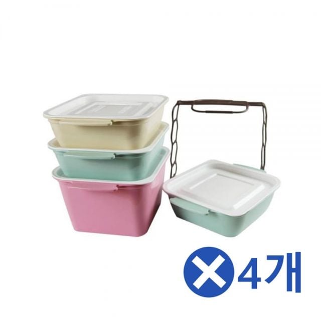 4단 미니찬합 전자레인지용기x4개 예쁜도시락통 - 상품 이미지