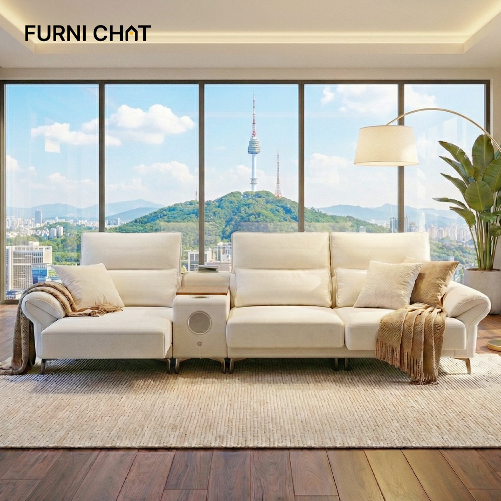 퍼니챗 몬스터 4인용 패브릭 리클라이너 소파 이지클린 슬라이딩 무빙 모션