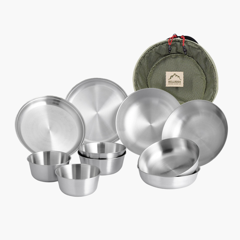 벨락 캠핑 접시 세트 10pcs 스테인레스 식기세트